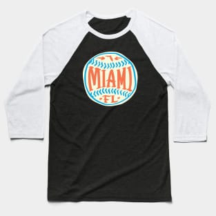 Miami Florida Hand Drawn Typography Baseball T-Shirt Baseball T-Shirt